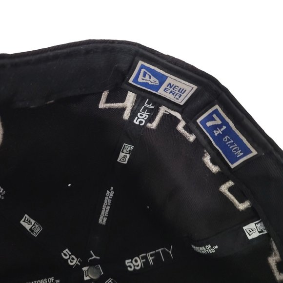 Microphone City Wrap Black New Era 59Fifty Flat Bill Fitted Hat 7 1/4 57.7cm - Picture 3 of 7